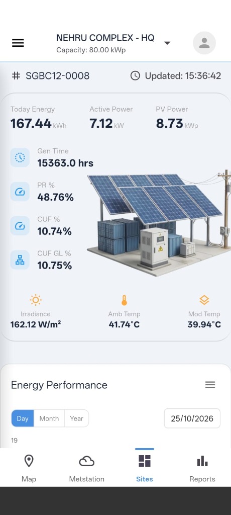 Solar Monitoring Mobile App Interface